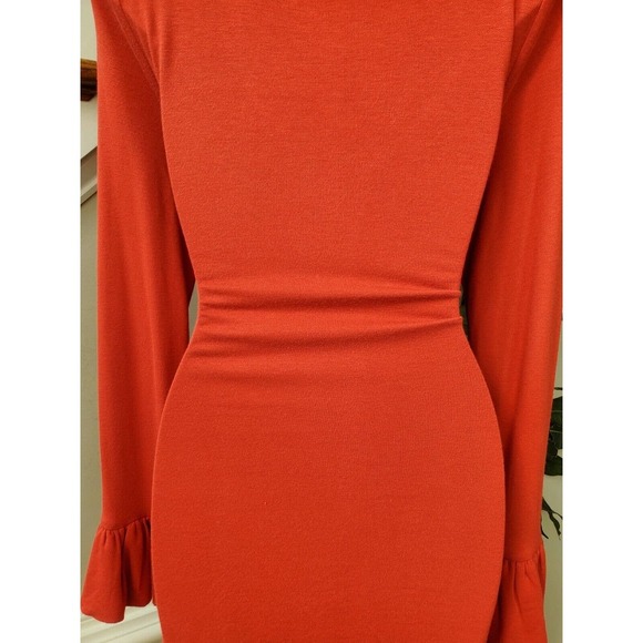 Lou & Grey Red Polyester Scoop Neck Long Ruffle Sleeve Knee Length Dress Size XS - Picture 7 of 12